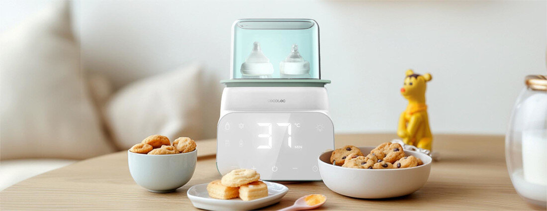 Podgrzewacz do butelek CECOTEC Nana Double wygląd design tło prezentacja wizualizacja Wygoda każdego dnia