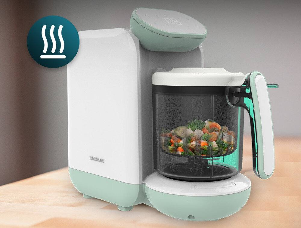 Robot kuchenny CECOTEC Nana BabyCare FoodProcessor  witaminy, minerały i naturalny smak z owoców, warzyw, mięsa czy ryb pełnowartościowe jedzenie z materiałów wolnych od BPA z wodą, mlekiem i żywnością Blokada bezpieczeństwa