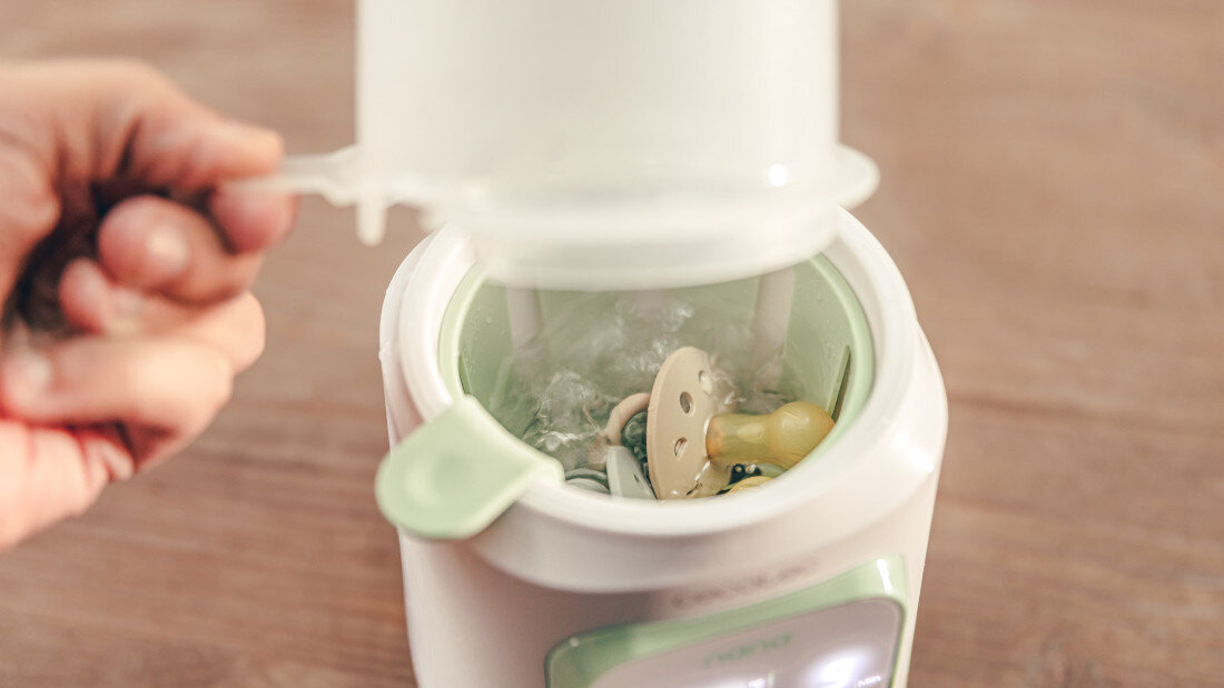 Podgrzewacz do butelek CECOTEC Nana Single Wysoka higiena Tryb sterylizacji parowej  z butelek, smoczków i słoiczków w kilka minut para wodna zdrowe i bezpieczne karmienie