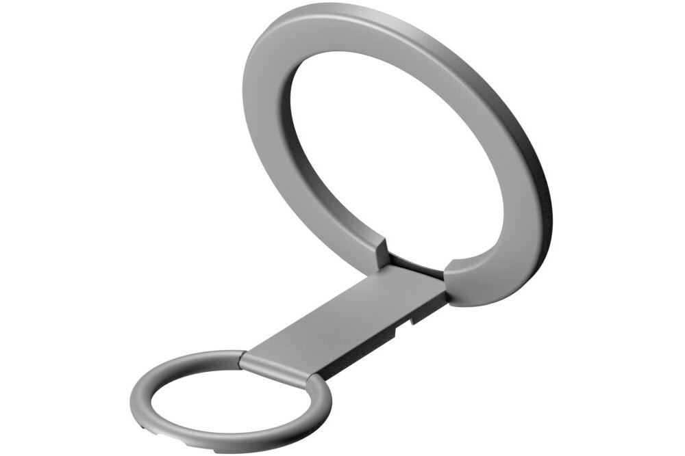 Uchwyt z podstawką XLINE MagSystem PR750S Srebrny rozłożony uchwyt na białym tle oglądanie filmów rozmowy wideo przeglądanie treści