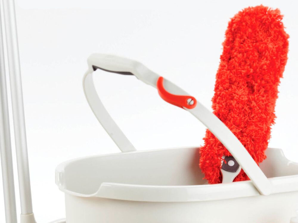 Zmiotka do kurzu OXO Good Grips długie włosie pomarańczowe zdejmowana nakładka do prania w pralce