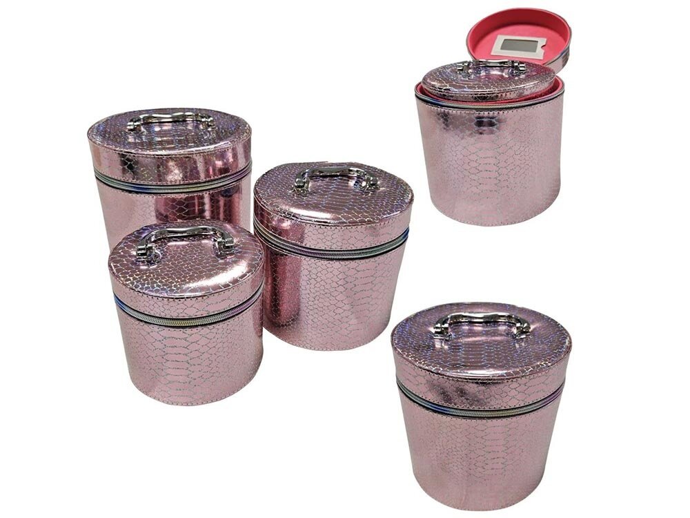 Kosmetyczka EXTRALINK Lifestyle 248 Różowy 3 sztukii trzy kuferki, zestaw do przechowywania, łatwy dostep do zawartości