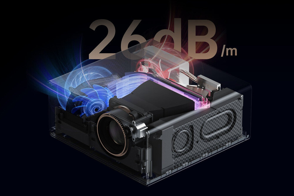 Projektor WANBO X5 Pro - Rozwiązanie na każdą okazję, projektor pokazujący mechanizm cichego trybu pracy