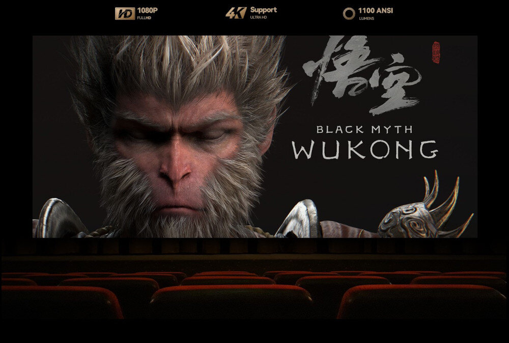 Projektor WANBO X5 Pro - Długotrwała wydajność, kino, fotele kinowe, obraz gry wukong