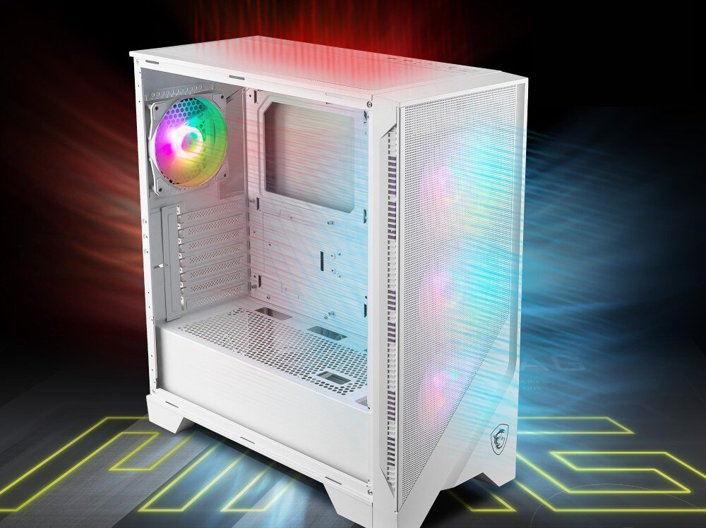 Obudowa MSI MAG Forge 320R Airflow obudowa z wizualizacją przepływu powietrza wewnątrz chłodzenie chłodzenie wodne