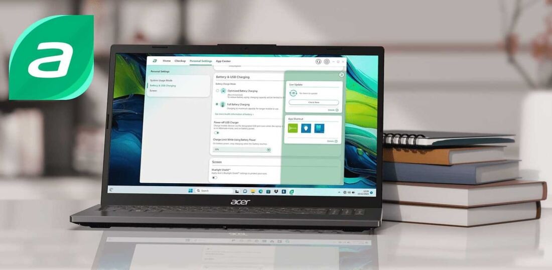Laptop ACER Aspire 15 - Laptop ACER Aspire 15 z otwartą aplikacją AcerSense.
