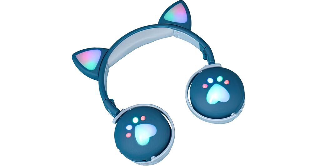 Słuchawki nauszne MOZOS Kid Dog mikrofon rozmowy telefoniczne sterowanie muzyką, słuchawki nauszne po skosie na białym tle