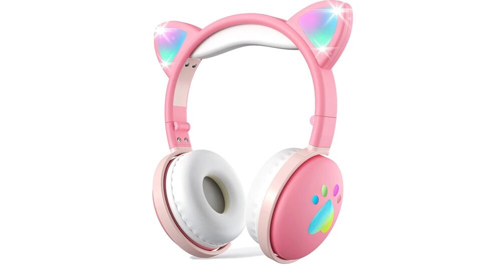 Słuchawki nauszne MOZOS Kid Dog do 15 godzin pracy akumulator litowo-jonowy, słuchawki nauszne po skosie na białym tle