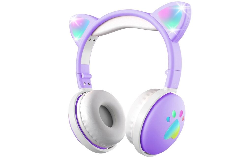 Słuchawki nauszne MOZOS Kid Dog dla dzieci lekka konstrukcja komfort noszenia, słuchawki nauszne po skosie na białym tle