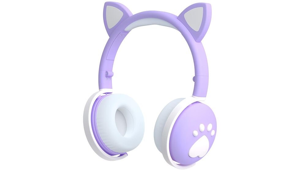 Słuchawki nauszne MOZOS Kid Dog LED RGB świecące uszy design dla dzieci, słuchawki nauszne po skosie na białym tle