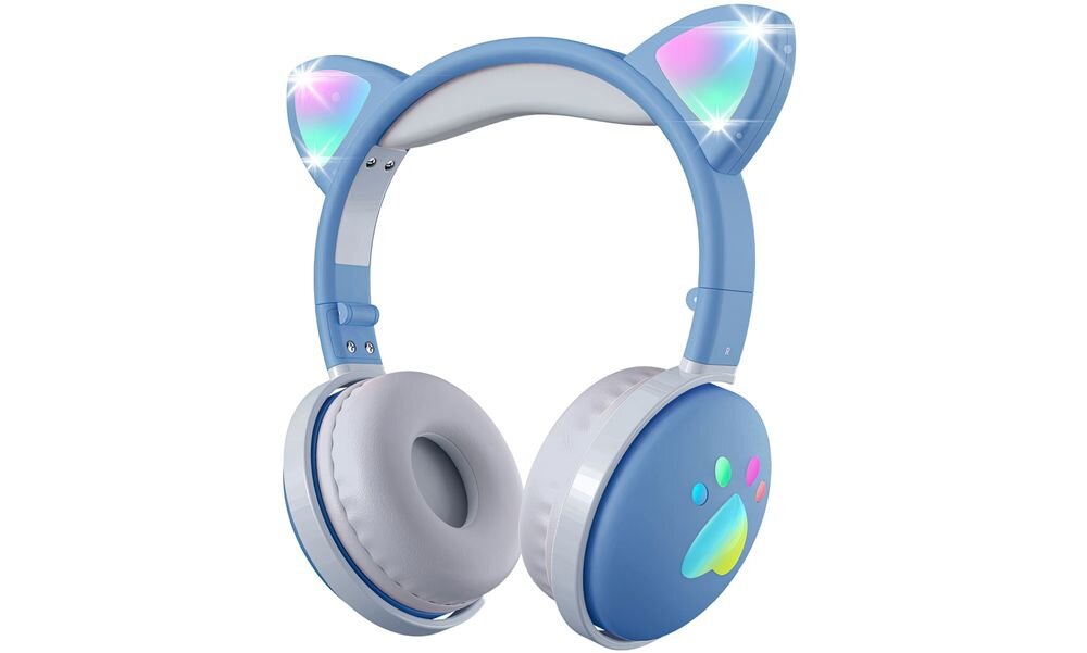 Słuchawki nauszne MOZOS Kid Dog Bluetooth 5.0 bezprzewodowe połączenie, słuchawki nauszne po skosie na białym tle