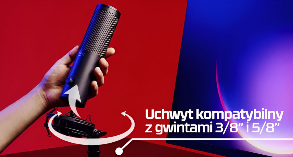 Mikrofon HYPERX QuadCast 2S Czarny uchwyt ShockMount kompatybilność z gwintami 3/8 i 5/8