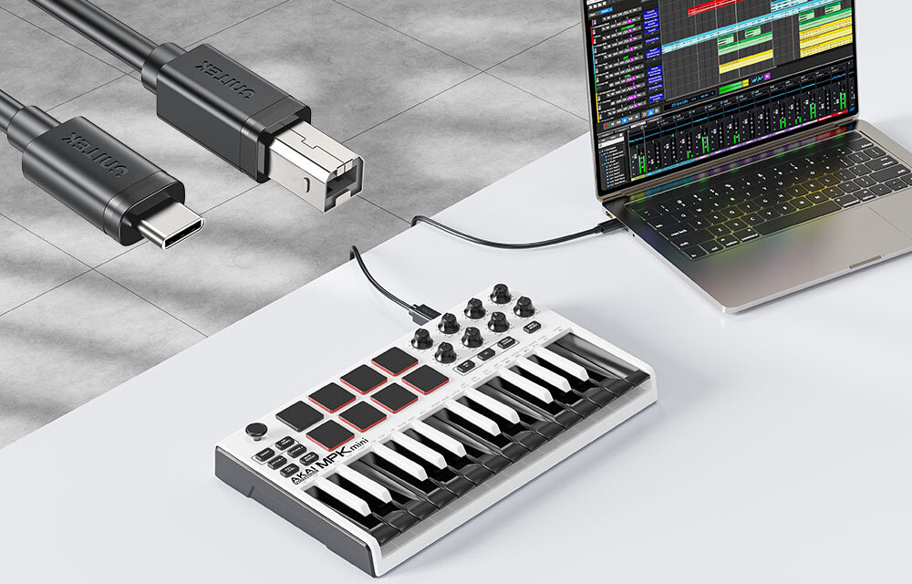 Unitek kabel do drukarki USB C na USB B 2.0 czarny 5m USB-C do Usb-b STANDARD usb 2.0 prędkość transferu do 480 Mbps do przesyłania dokumentów zdjęć i innych plików drukarki skanery do użytku biurowego i domowego sprawna wymiana danych 