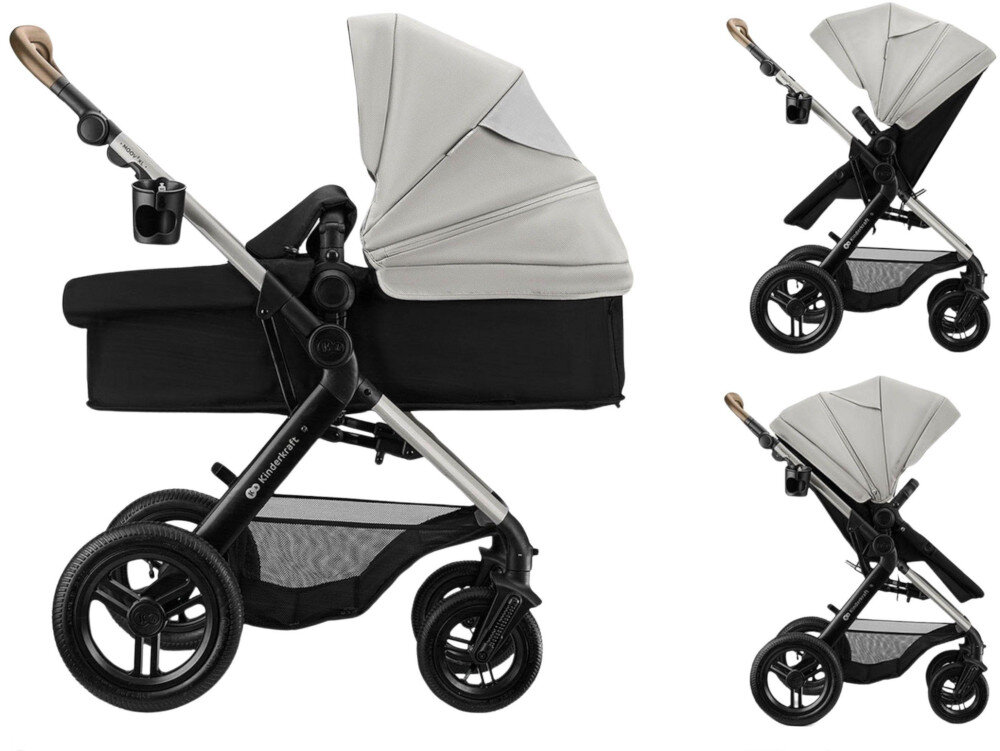 Wózek wielofunkcyjny KINDERKRAFT Moov 2 XL 3w1 Szary wygląd wizualizacja prezentacja design tło Beztroskie spacery