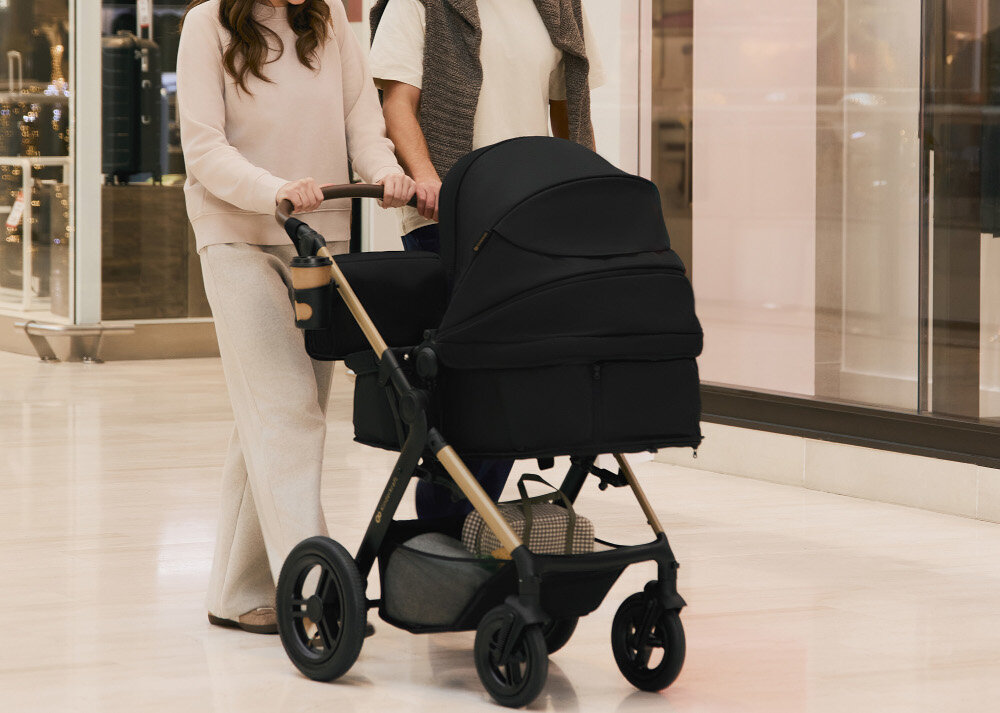 Wózek wielofunkcyjny KINDERKRAFT Moov 2 XL 3w1 Szary Przestronna gondola XL wymiary komfort wygoda Panoramiczna wentylacja  waga