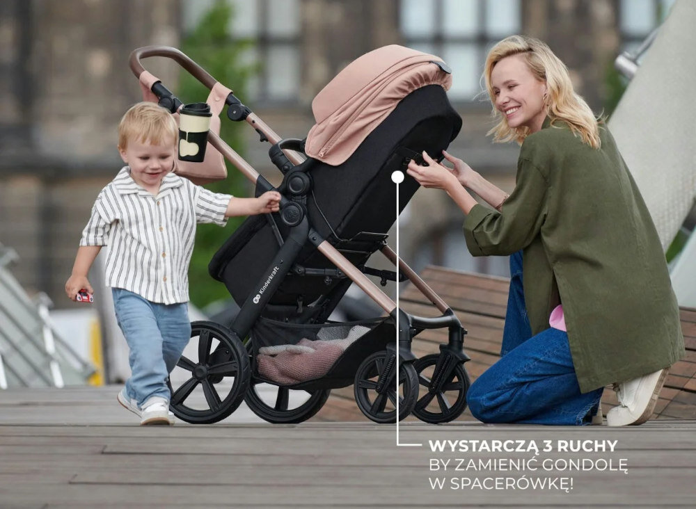 Wózek wielofunkcyjny KINDERKRAFT Moov 2 4w1 Beżowy Oszczędność miejsca i wygoda Transformowalne siedzisko 2 w 1 gondola spacerówka zmiana