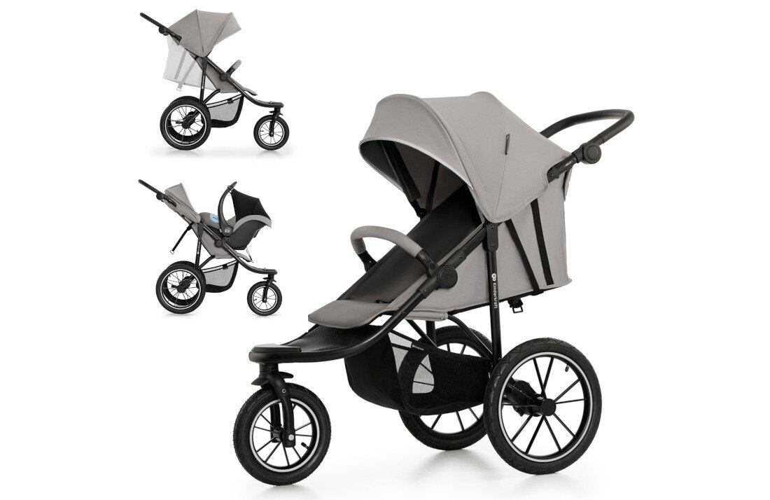 Wózek spacerowy KINDERKRAFT Helsi 2 Szary wygląd design tło prezentacja wizualizacja aktywność bez ograniczeń