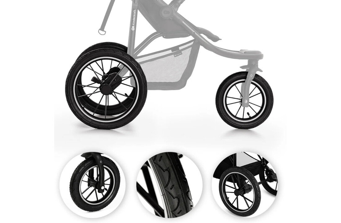 Wózek spacerowy KINDERKRAFT Helsi 2 Szary Wytrzymałość na lata Tylne koła wzmocnione włóknem szklanym lekki, a jednocześnie wytrzymały materiał właściwości