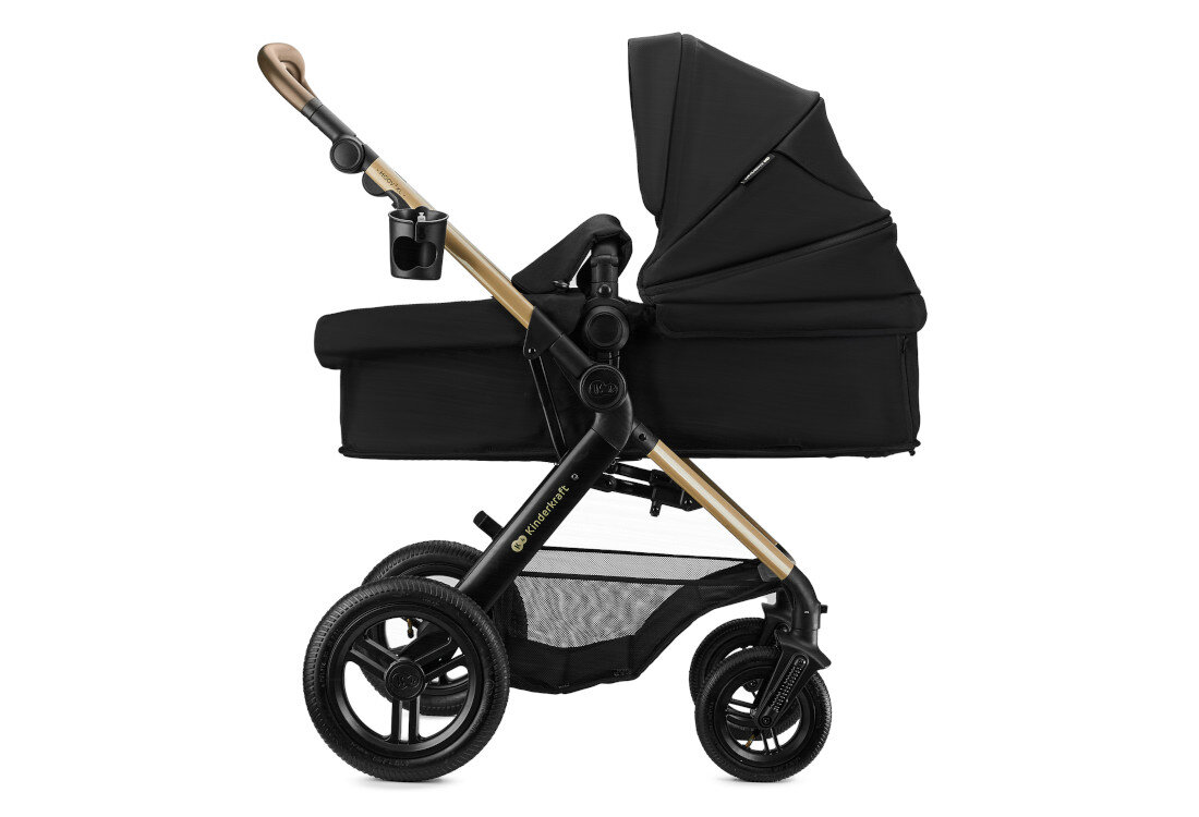 Wózek wielofunkcyjny KINDERKRAFT Moov 2 XL 3w1 Czarny Przestronna gondola XL wymiary komfort wygoda Panoramiczna wentylacja  waga