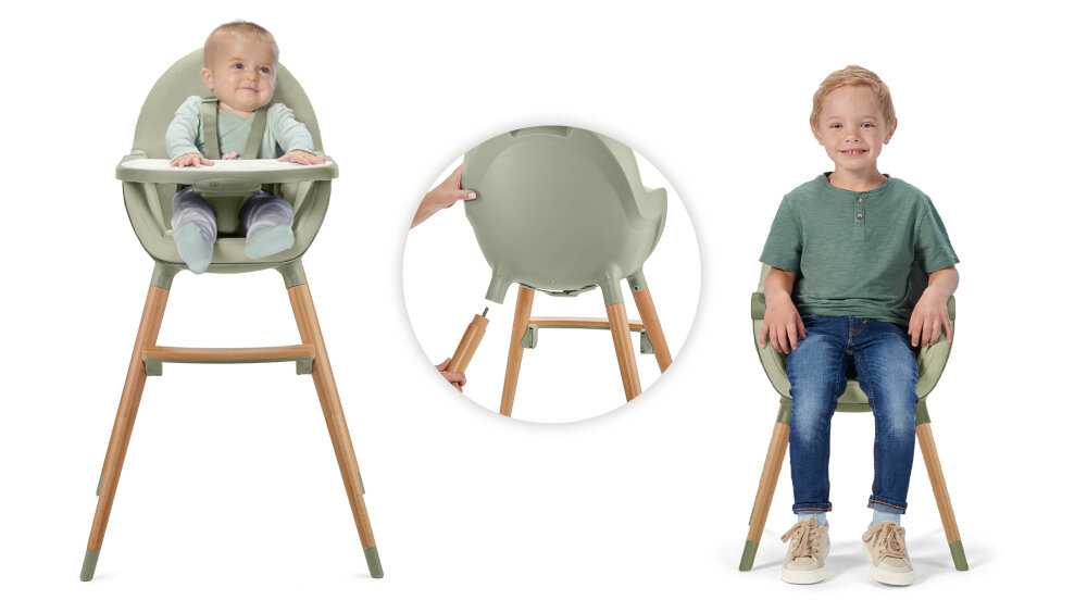 Krzesełko do karmienia KINDERKRAFT Fini 2 Zielony 2 w 1 na co dzień od około 6 miesiąca życia aż do wieku przedszkolnego organizacja rośnie razem z dzieckiem