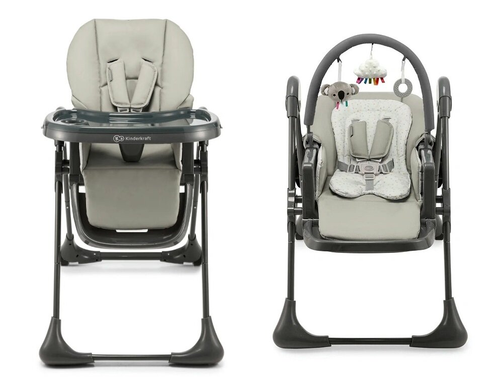 Krzesełko do karmienia KINDERKRAFT Tummie Szary funkcjonalne wygodne piekny design komfort podczas posilkow rosnie razem z dzieckiem