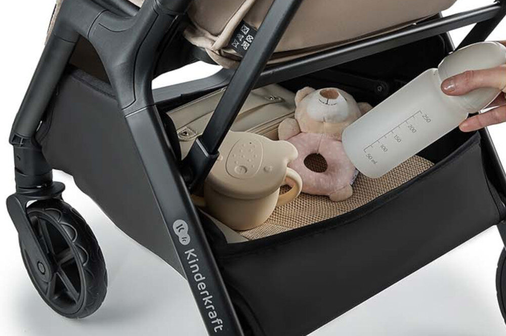 Wózek spacerowy KINDERKRAFT Loom Zielony Przestrzeń na akcesoria Kosz pod wózkiem wymiary  nośności do 5 kg 