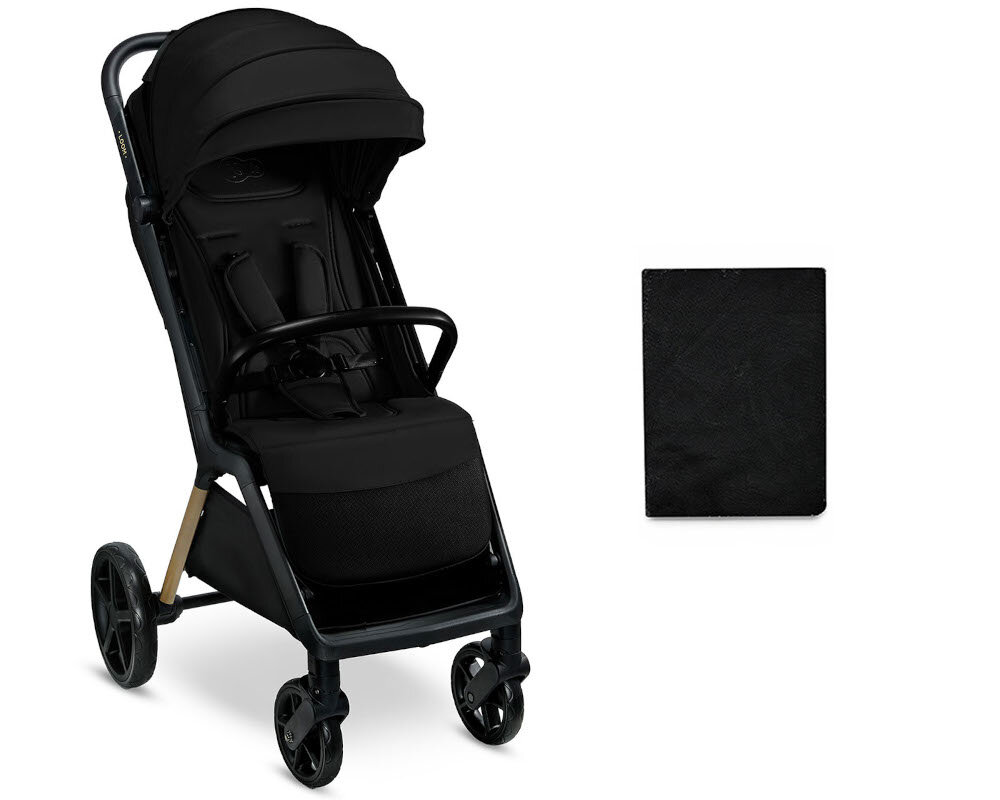 Wózek spacerowy KINDERKRAFT Loom Czarny Bezpieczne materiały Siedzisko, podnóżek i budka z trwałego poliestru łatwego w codziennej pielęgnacji Uchwyt rodzica z pianki barierka z tworzywa sztucznego wypinana i obrotowa 360°