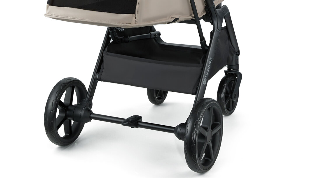 Wózek spacerowy KINDERKRAFT Loom Czarny Kontrola i bezpieczeństwo postoju Hamulec STOP & RIDE szybkie blokowanie kół  kontrola