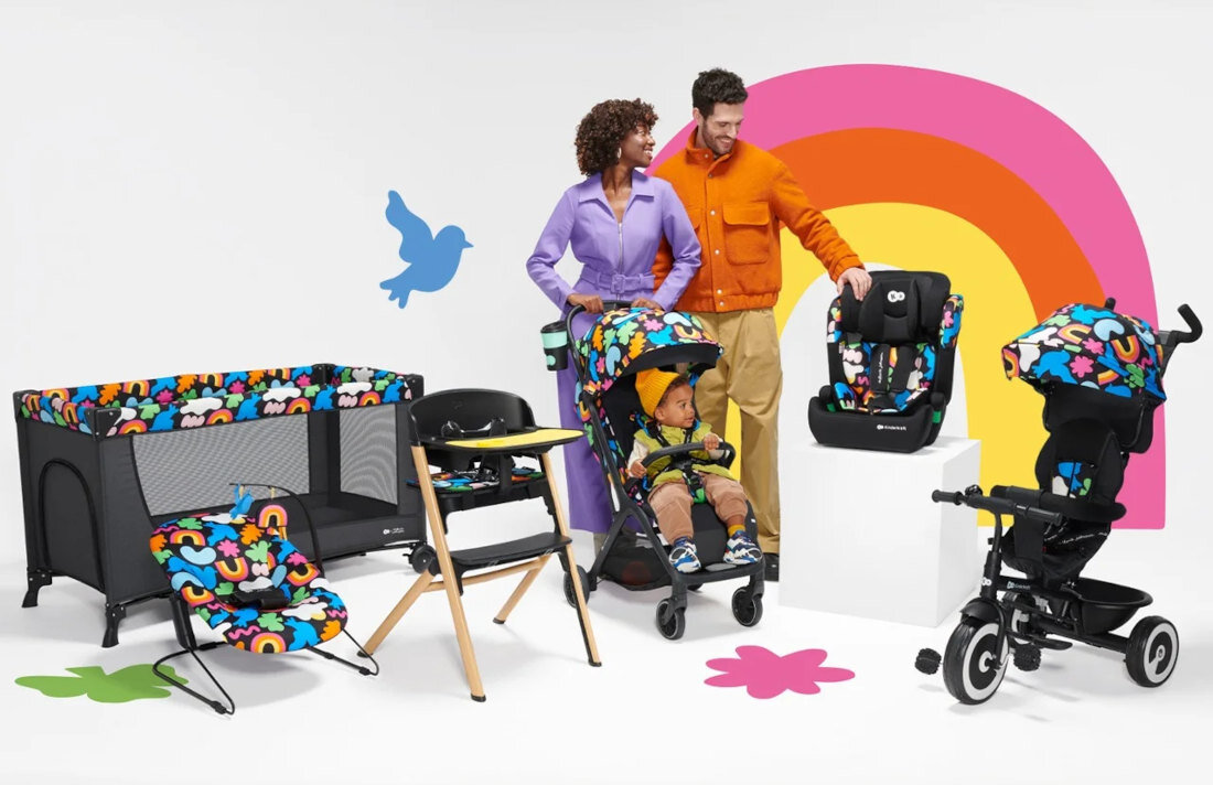 Wózek spacerowy KINDERKRAFT Grande Plus Happy Shapes Czarny wygląd design tło prezentacja wizualizacja Wygoda spacerów w miejskim rytmie