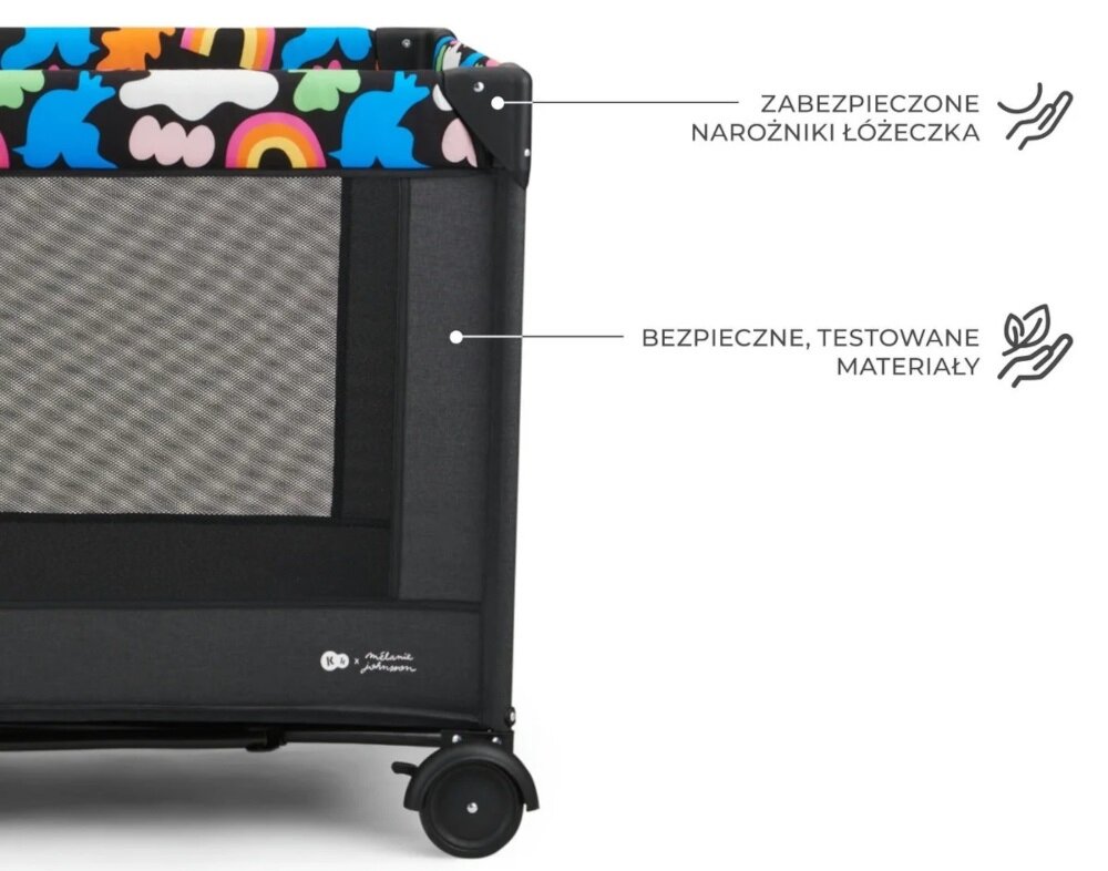 Łóżeczko turystyczne KINDERKRAFT Joy 2 Happy Shapes stelaz z wysokiej jakosci metalu materac z bawelny i poliestru wysoce odporny szybkoschnacy latwy w czyszczeniu