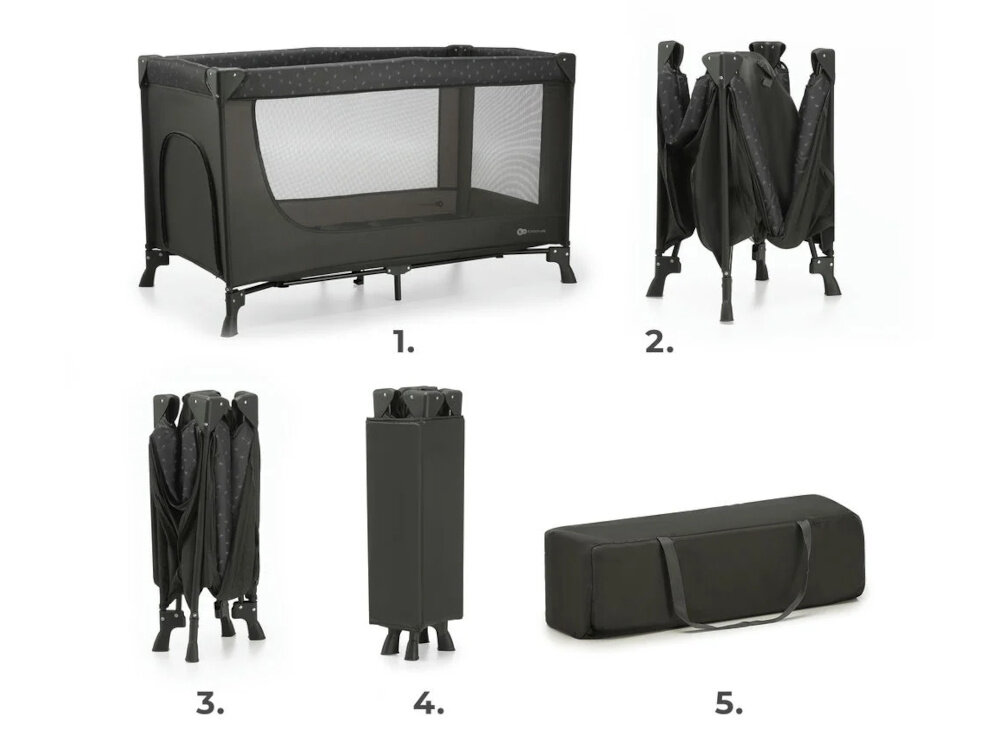 Łóżeczko turystyczne KINDERKRAFT Joy Light 2w1 Szary Szary skladana konstrukcja szybki system skladania w 5 sekund wymiary po zlozeniu 75 x 26,5 x 26,5 cm