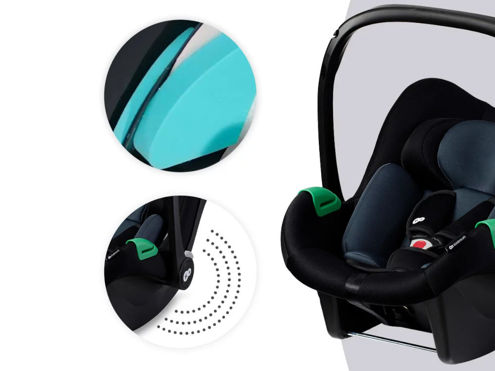 KINDERKRAFT Mink Pro dwa rozwiązania poprawiające bezpieczeństwo malucha System H-GUARD trójwarstwowy zagłówek głowy oraz szyi dziecka SIDE PROTECT SYSTEM osłony boczne - zblizenie na dodatkowe zabezpieczenia