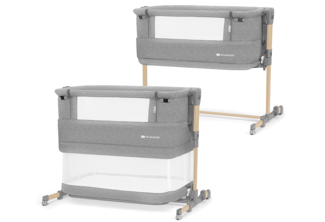 Łóżeczko dostawne KINDERKRAFT Neste Grow Jasnoszary wygląd design prezentacja wizualizacja Komfortowy sen blisko dziecka