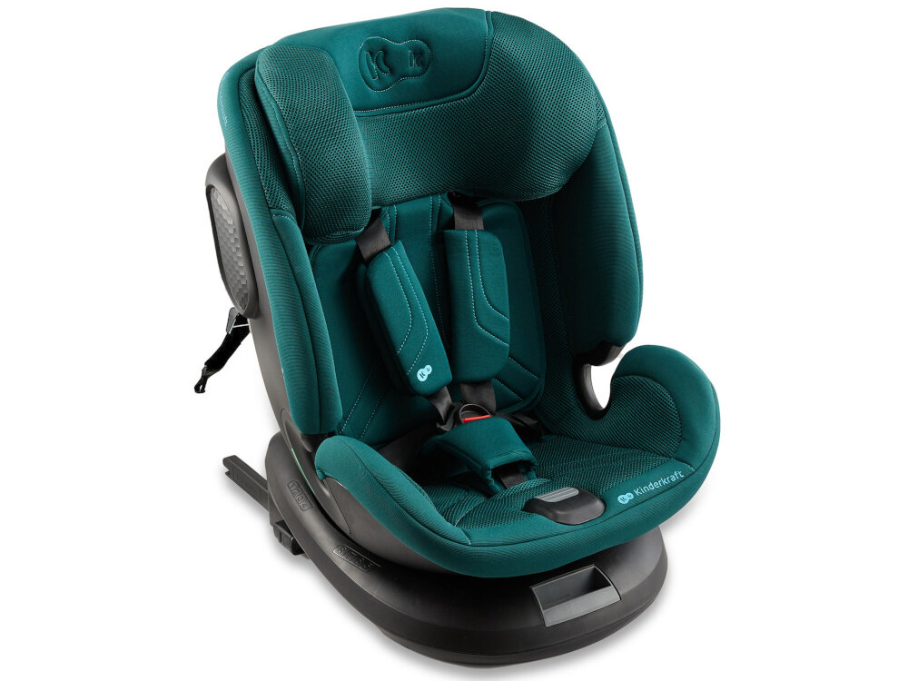 Fotelik samochodowy KINDERKRAFT Xpedition 3 I-Size 40-150 cm (0-22 kg) Zielony fotelik na białym tle widoczny od przodu pod skosem pianka EPP wytrzymała i elastyczna skorupa pochłania energię zderzeń i otacza dziecko ochronną barierą materiał trwały odporny na uszkodzenia mechaniczne hipoalergiczny komfort i bezpieczeństwo waga fotelika 10,3 kg