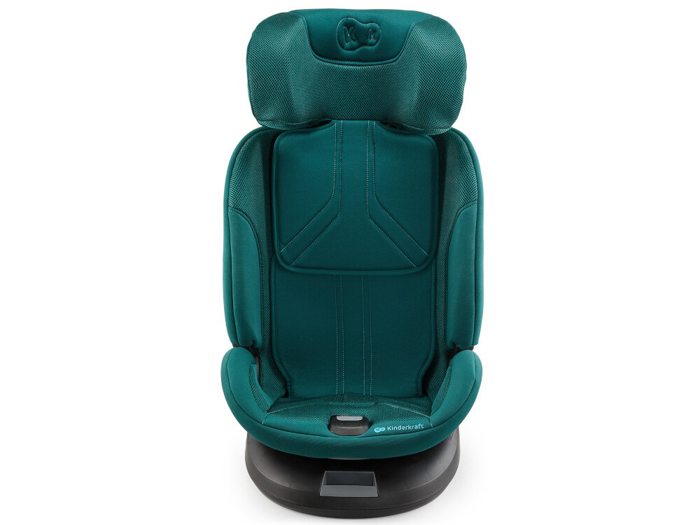 Fotelik samochodowy KINDERKRAFT Xpedition 3 I-Size 40-150 cm (0-22 kg) Zielony fotelik na białym tle widoczny od przodu system EASY GROW 11-stopniowa regulacja zagłówka w zakresie od 57 do 78 cm można dopasować wysokość do wzrostu malucha rozbudowany zakres regulacji wspiera ochronę głowy i szyi