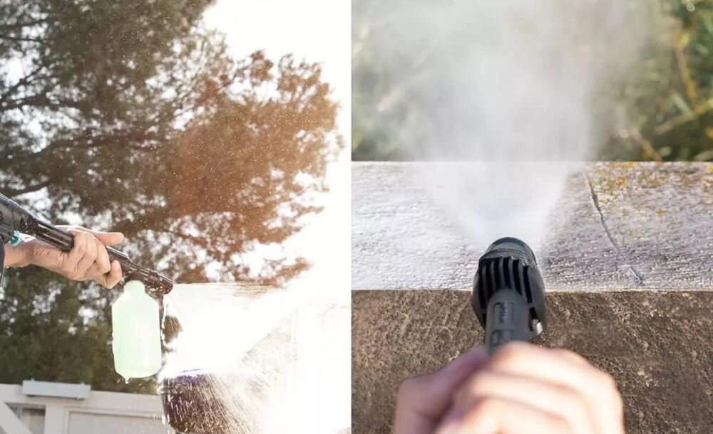 Myjka ciśnieniowa CECOTEC Hydroboost 1400 Essential system Auto Start-Stop automatyczne wyłączenie silnika gdy nie jest używana oszczędność wody i energii wydłuzona żywotność urządzenia wytrzymała aluminiowa pompa HardPump trwałość wydajność pracy długotrwałe użytkowanie