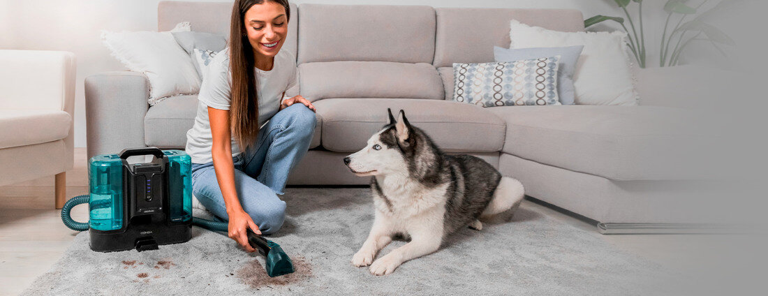 Odkurzacz piorący CECOTEC Conga Carpet & Spot Clean Infinity trzy funkcje natryskiwanie czyszczenie odkurzanie bezprzewodowa konstrukcja wymienne baterie wygoda komfort użytkowanie korzystanie porządki pielęgnacja Technologia 3 w 1