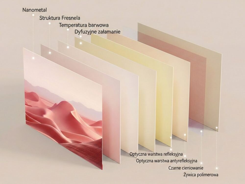 WANBO Fresnel Anti-Light Screen 75 165.7x93.1 cm szara matowa powierzchnia głębia czerni wysoki kontrast, rozwarstwienie ekranu projekcyjnego