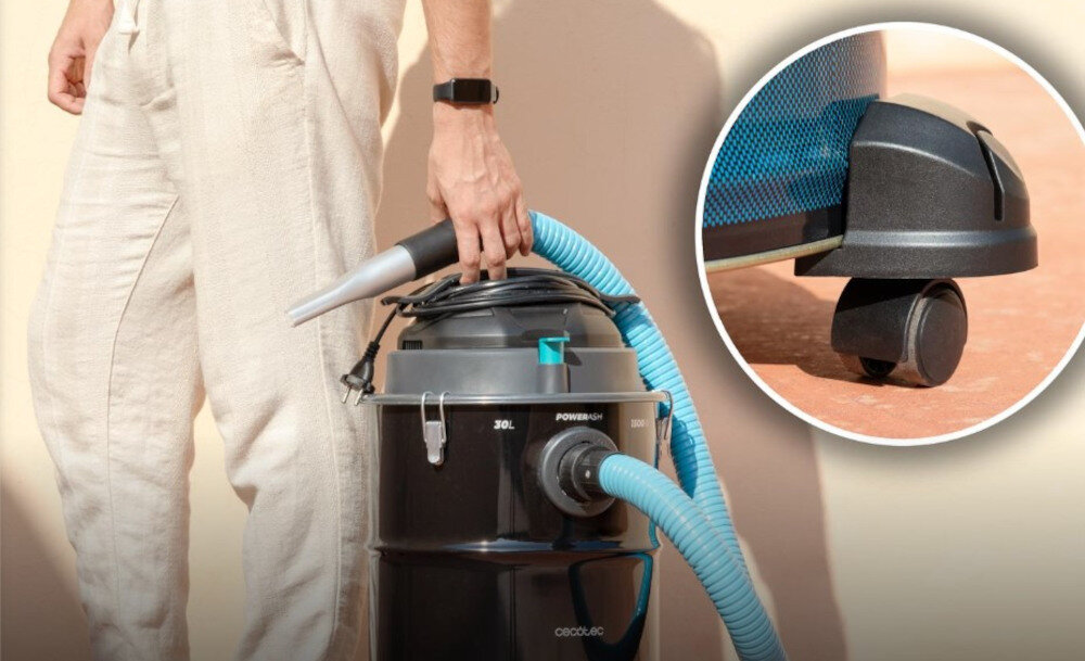 Odkurzacz do popiołu CECOTEC Conga ASH 6000 EasyGo XL Wygoda w każdym ruchu solidne kółka i praktyczny uchwyt Łatwe manewrowanie