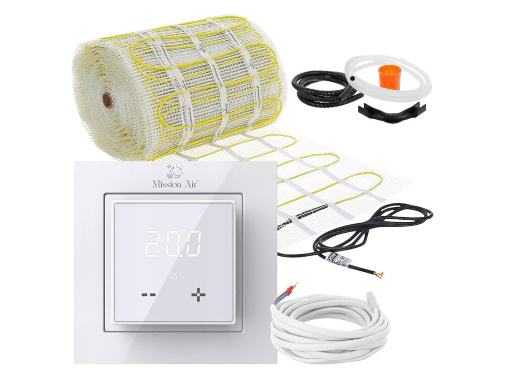 Mata grzewcza pod płytki MISSION AIR MA-160W-m2 3m² (6mb x 50cm) + regulator Aries LCD Biały 
