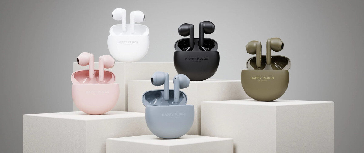 Słuchawki douszne HAPPY PLUGS Joy Lite - Swoboda słuchania, słuchawki z etui stojące na podestach