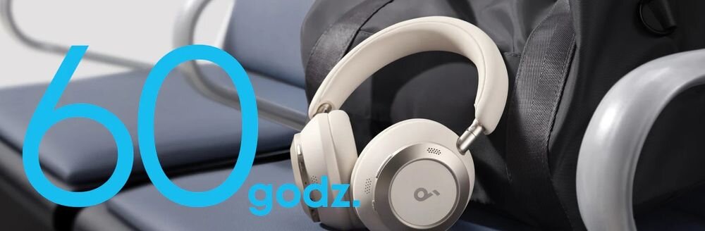 SOUNDCORE Space One Pro ANC 60 godzin pracy szybkie ładowanie 5 minut 8 godzin bateria słuchawki, słuchawki oparte o torbę