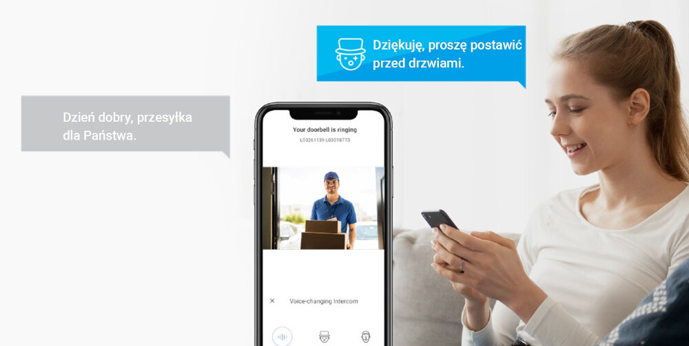 Wideodomofon EZVIZ HP5 komunikacja zdalna powiadomienia prowadzenie rozmów głosowych