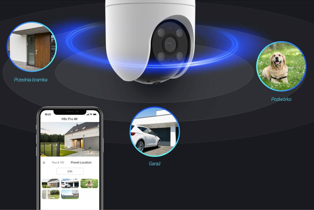 Kamera EZVIZ H8C PRO 4K Zewnętrzna, Wi-Fi / LAN Szybki powrót aplikacja śledzenie aktywność