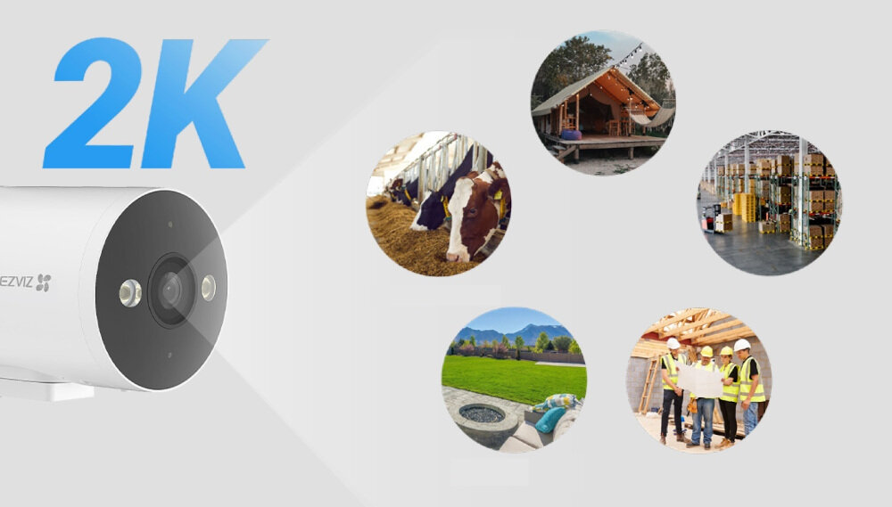 Kamera EZVIZ H5 4G 2K - Obraz w rozdzielczości 2K, kamera pokazana bokiem, rozdzielczość 2k