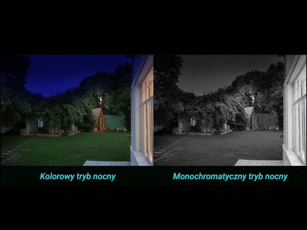 Kamera EZVIZ H5 4G 2K - Tryby monitoringu nocnego, kadr nagrywania, kolorowy i monochromatyczny tryb nocny