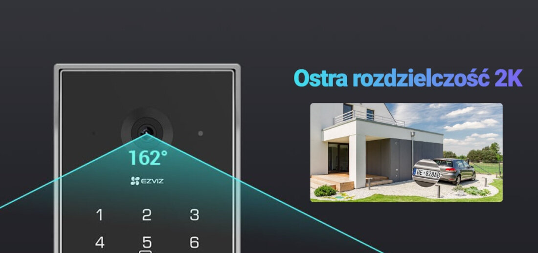 Wideodomofon EZVIZ CS-EP7 Wyraźny obraz całodobowy monitoring obraz rozdzielczość kąt widzenia widoczność nagrania nocne