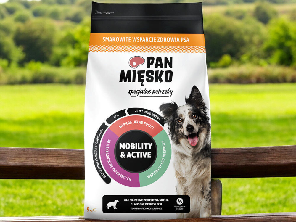 Karma dla psa PAN MIĘSKO Specjalne potrzeby Mobility & Active Chrupki M 9 kg naturalne składniki