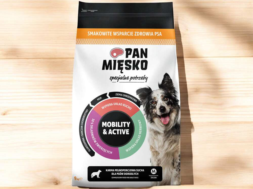 Karma dla psa PAN MIĘSKO Specjalne potrzeby Mobility & Active Chrupki M 9 kg naturalne składniki