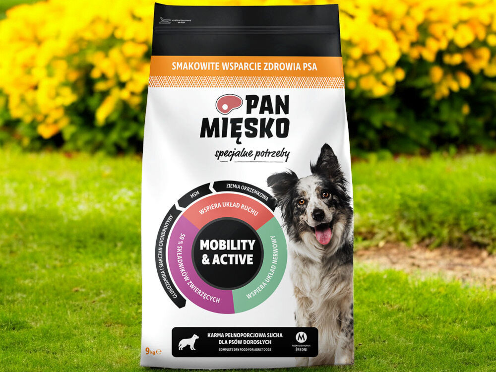 Karma dla psa PAN MIĘSKO Specjalne potrzeby Mobility & Active Chrupki M 9 kg dawkowanie analiza sklad